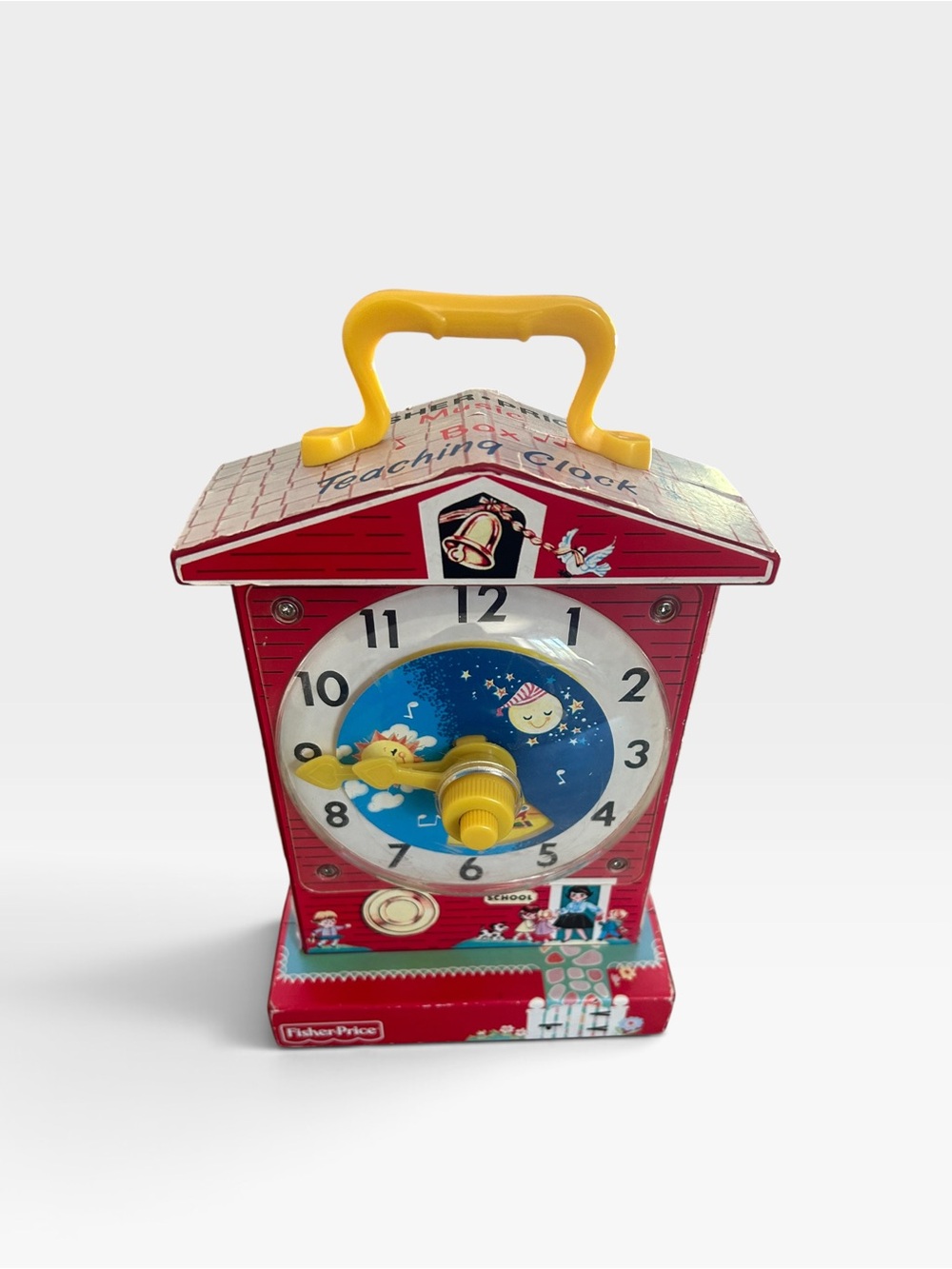 Fisher-Price Red Teaching Clock Toy with Yellow Handle 2009